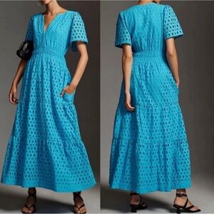⭐️Anthropologie eyelet somerset dress blue⭐️